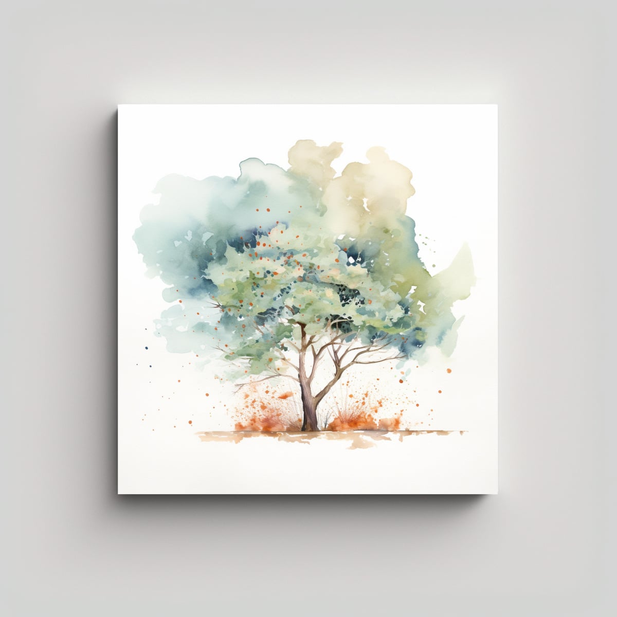 PINTURA ABSTRACTA DE ÁRBOL DE EUCALIPTO EN 100X100 CM - 1