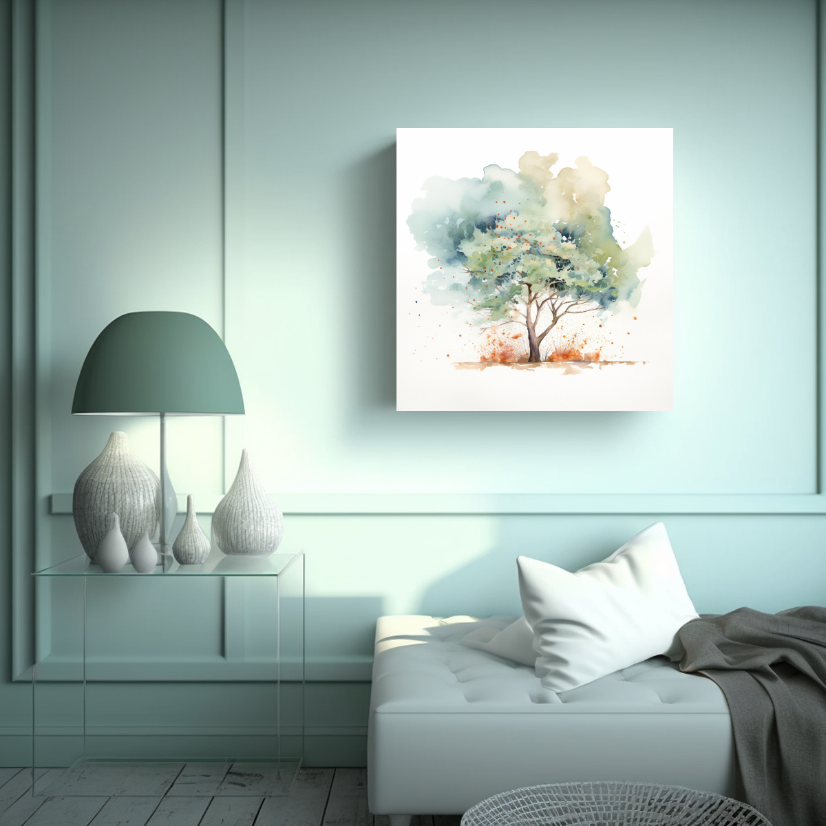 PINTURA ABSTRACTA DE ÁRBOL DE EUCALIPTO EN 100X100 CM - 2
