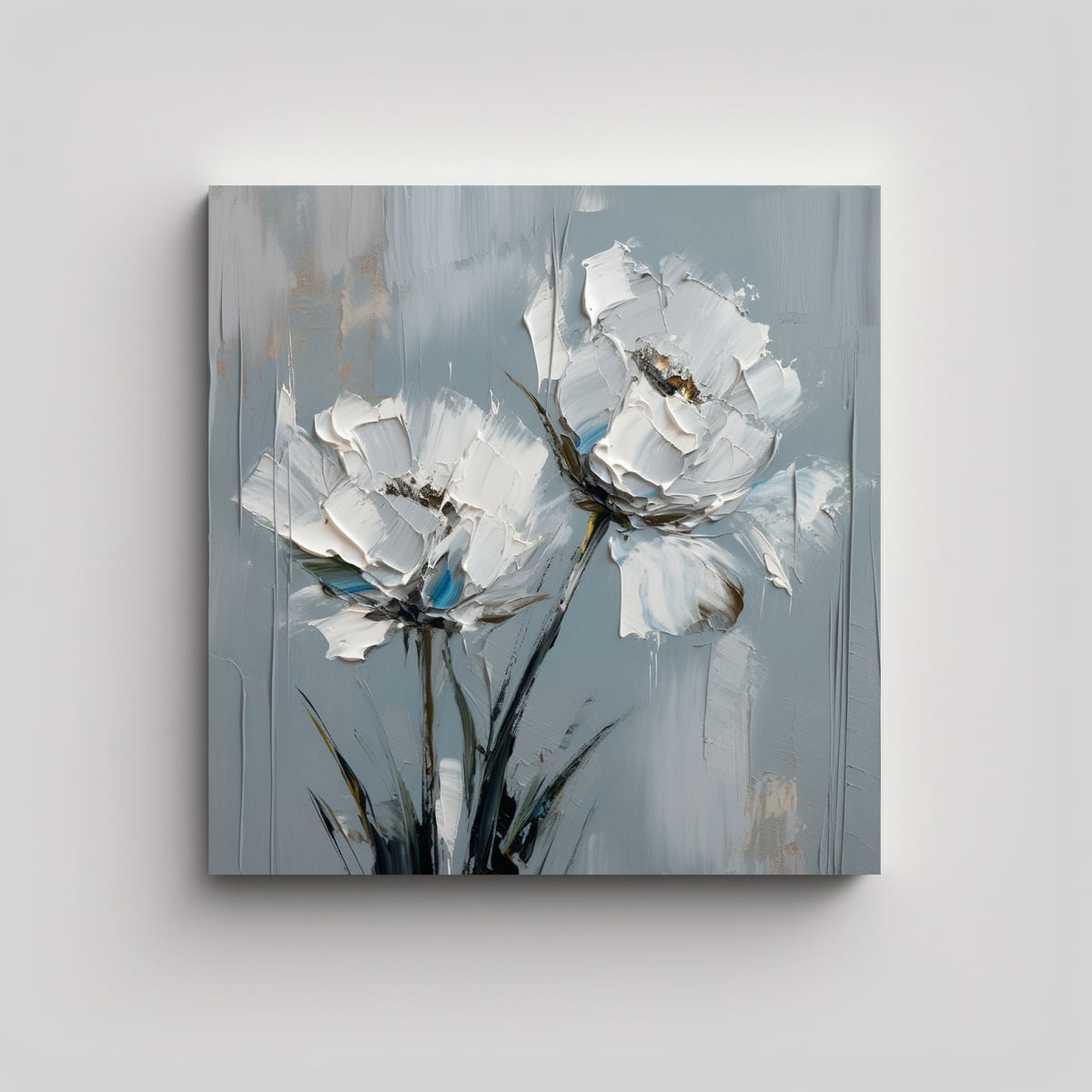 CUADRO DE TELA DE ALTA CALIDAD CON FLORES EN 50X50 CM - 1