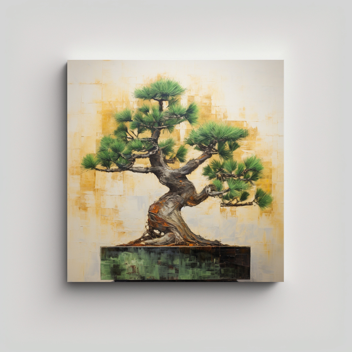 PINTURA ABSTRACTA MULTICOLOR DE UN ÁRBOL BONSÁI 40X40 CM - 1
