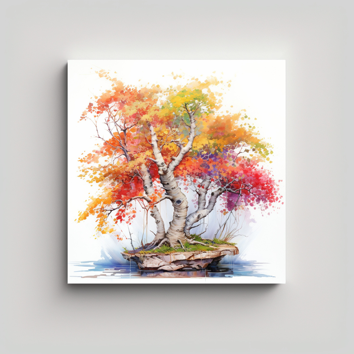 PINTURA ABSTRACTA DE UN ÁRBOL DE BONSÁI DE 100X100 CM - 1