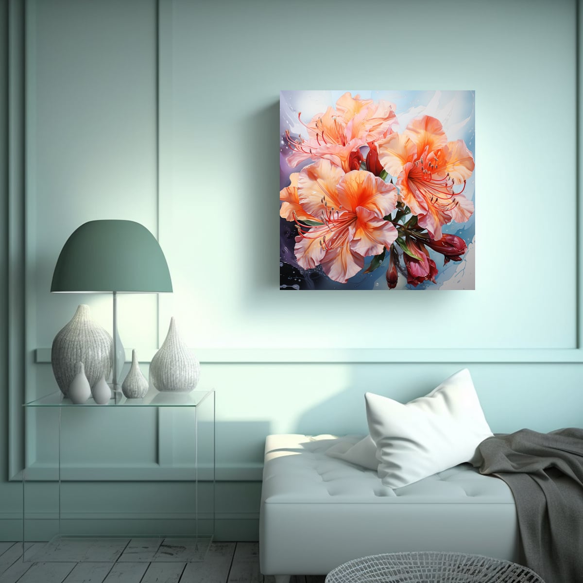 PINTURA ABSTRACTA DE COLORES NARANJA PARA CUARTO 80X80 CM - 2