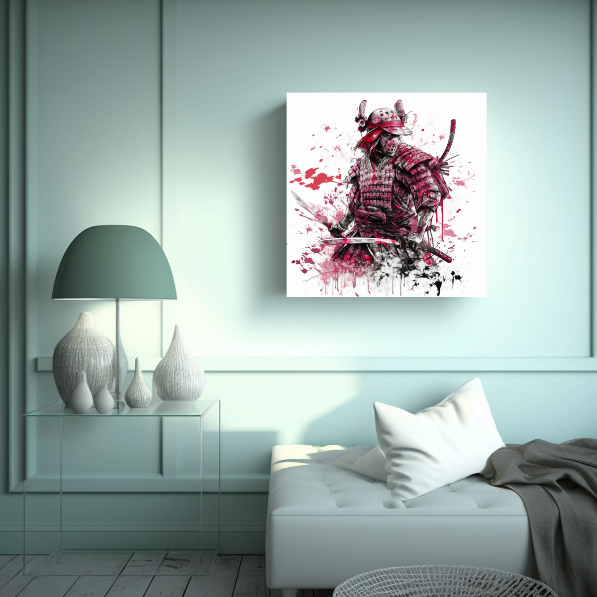 CUADRO DIGITAL DE DISEÑO CLÁSICO DE UN SAMURÁI 40X40 CM - 2