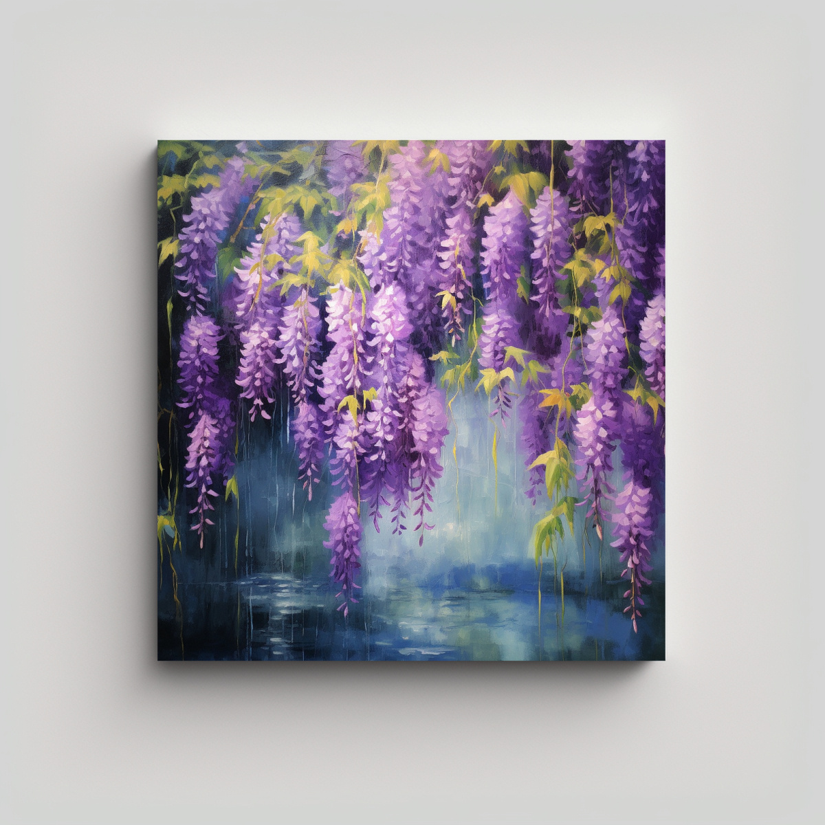 CUADRO ABSTRACTO ELEGANCIA FLORES WISTERIA 30X30 CM - 1