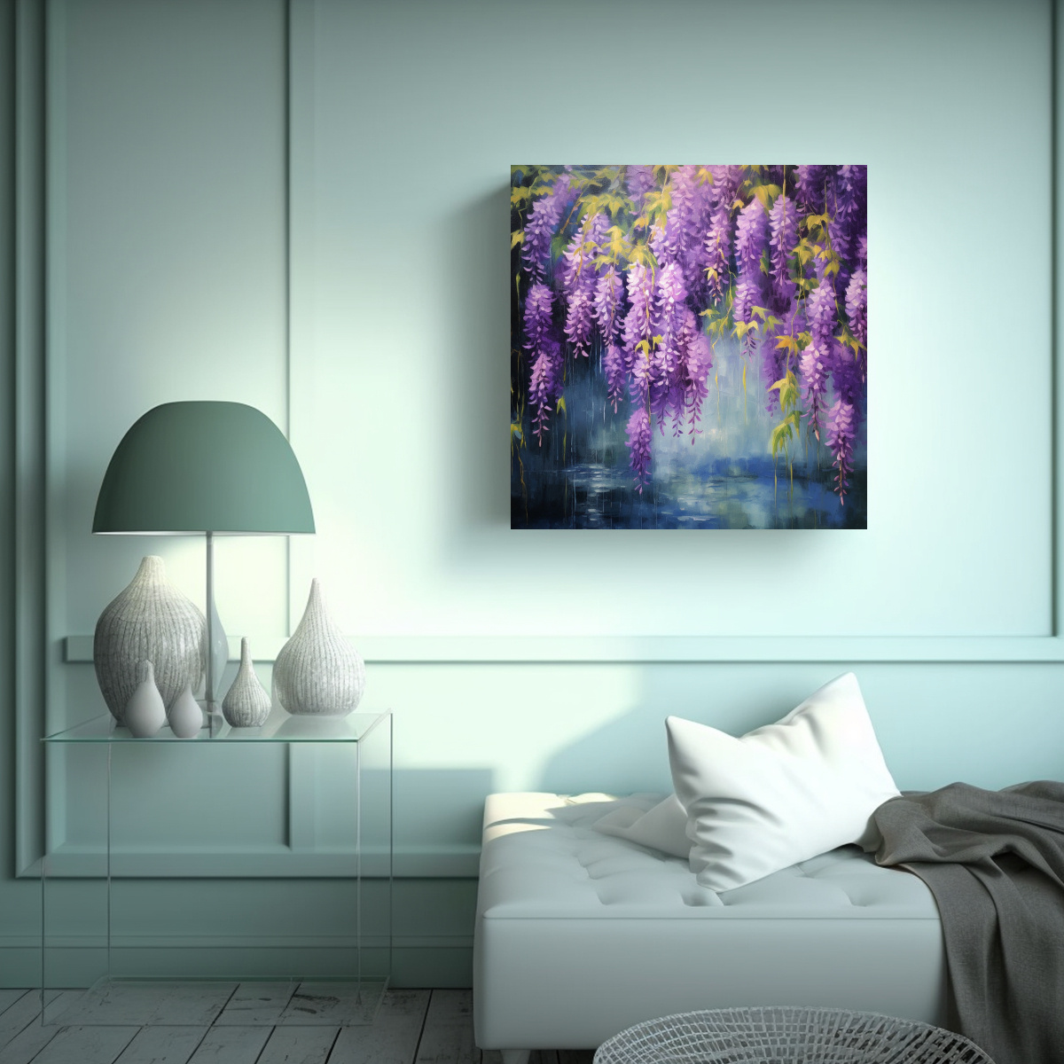 CUADRO ABSTRACTO ELEGANCIA FLORES WISTERIA 30X30 CM - 2