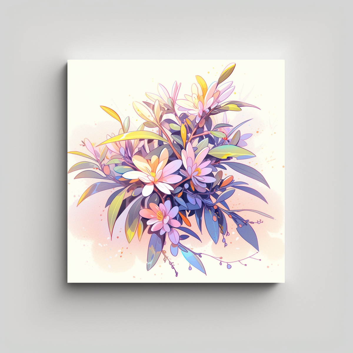 PINTURA DECORATIVA EN COLORES PASTEL DE UN ÁRBOL 90X90 CM - 1