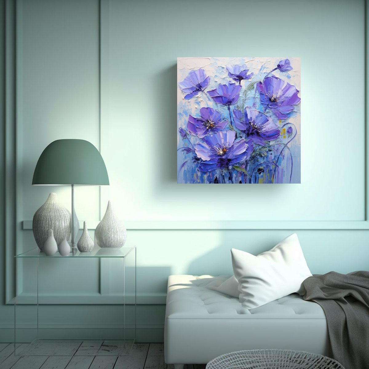 PINTURA EN LIENZO VINTAGE DE FLORES EN TONOS 30X30 CM - 2