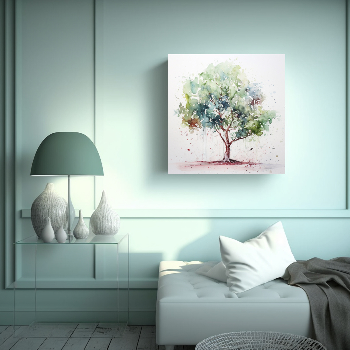 TELA EN BASTIDOR MODERNA JUVENIL DE UN ÁRBOL DE 80X80 CM - 2