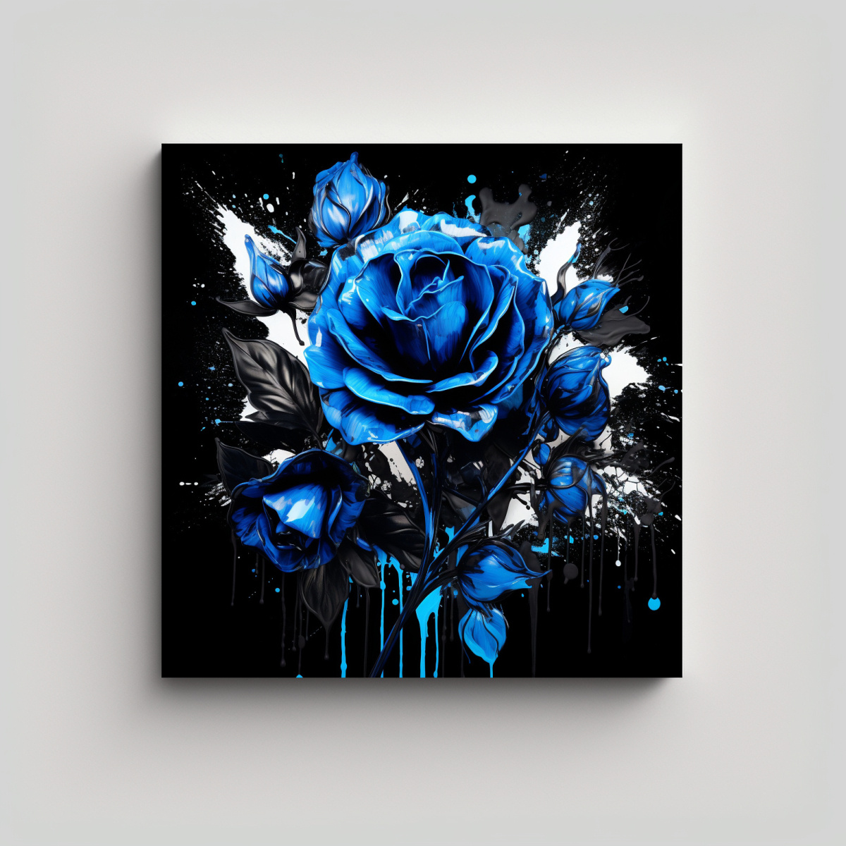 CUADRO ABSTRACTO NEONOIR NEGRO Y AZUL ATMOSFERA, 20X20 CM - 1