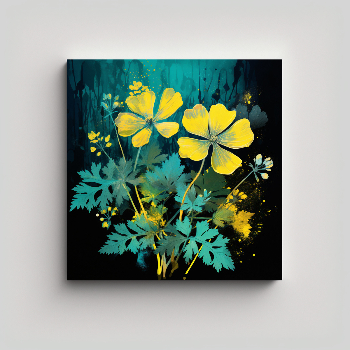 TELA ABSTRACTA CILANTRO AMARILLO Y TURQUESA 20X20 CM - 1