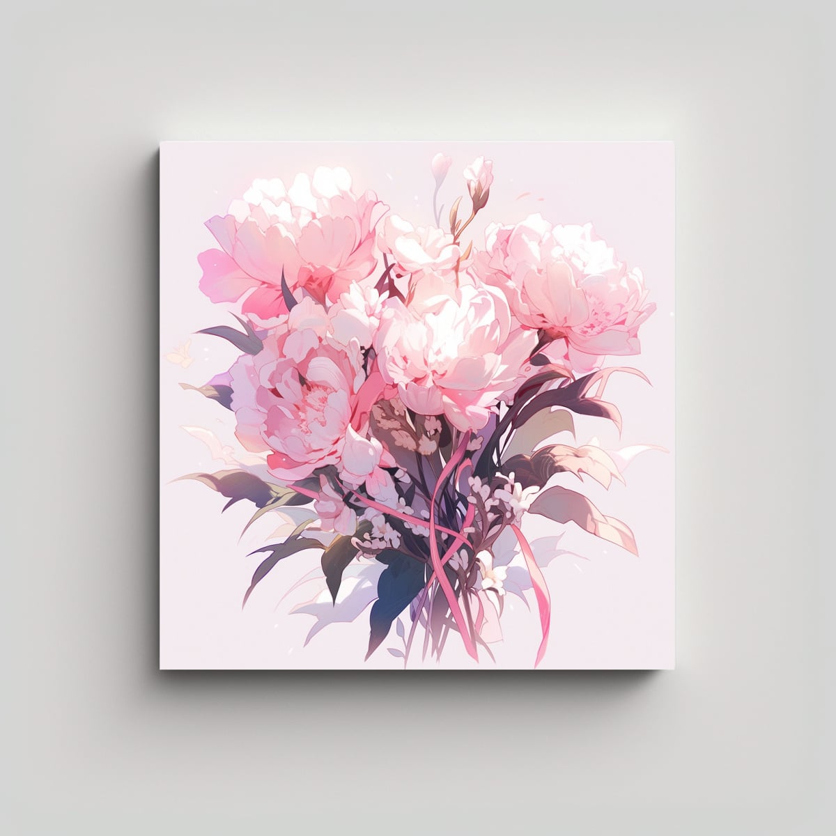 ARTE CONCEPTUAL IMPACTANTE EN BLANCO Y ROSA CON 100X100 CM - 1