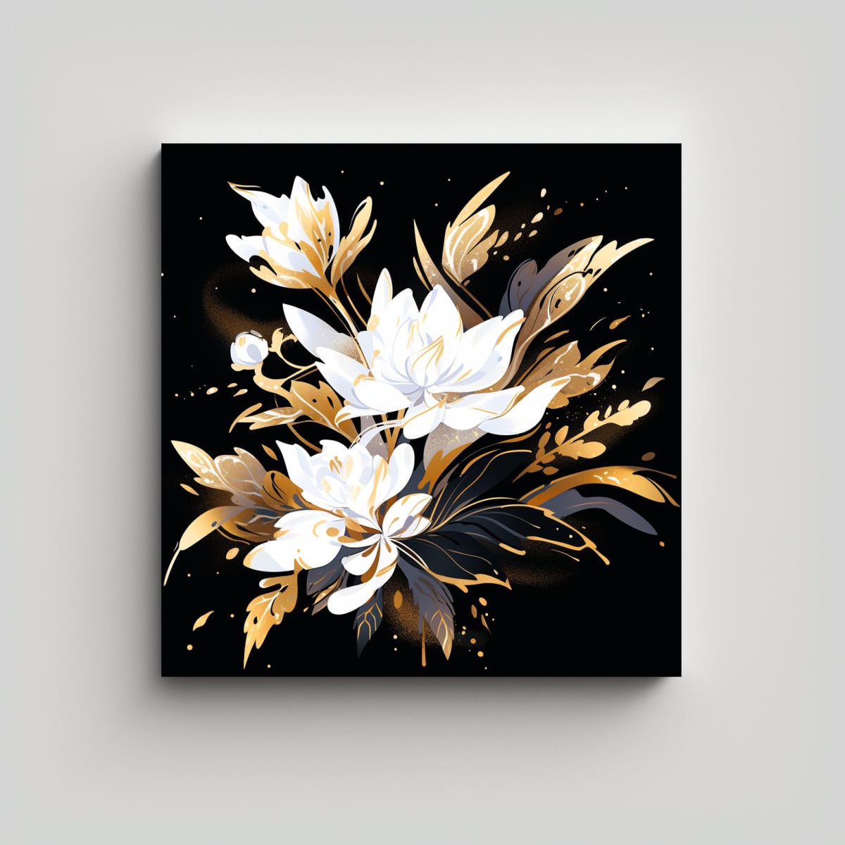 PINTURA MODERNA DE TONALIDADES BLANCAS Y DORADAS 80X80 CM - 1