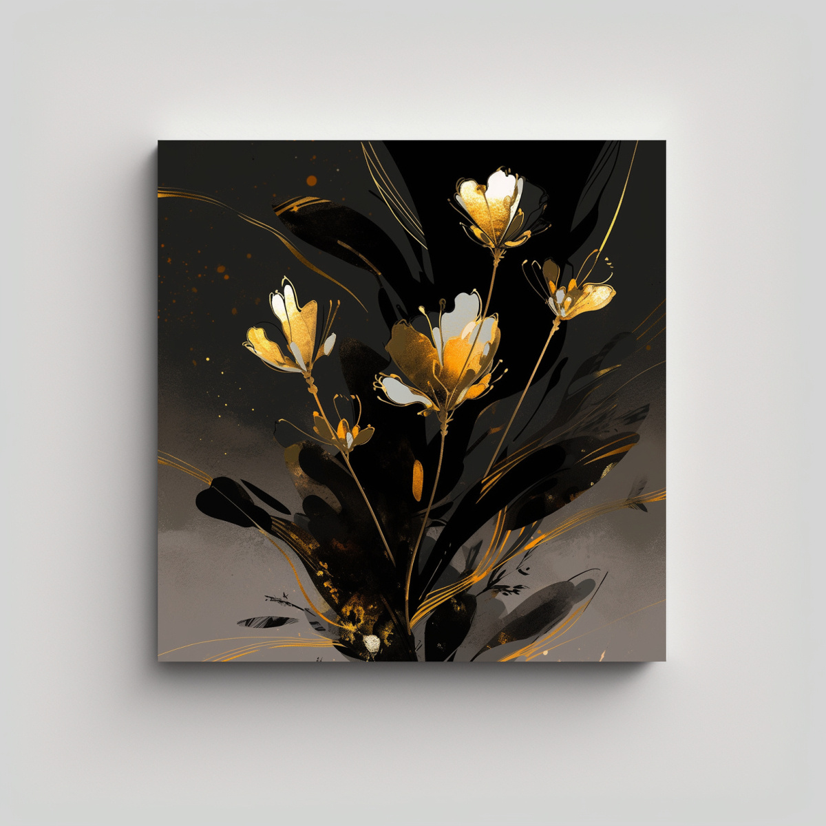 CUADRO MODERNO RESISTENTE GOLD Y NEGRO ATMOSFERA 30X30 CM - 1