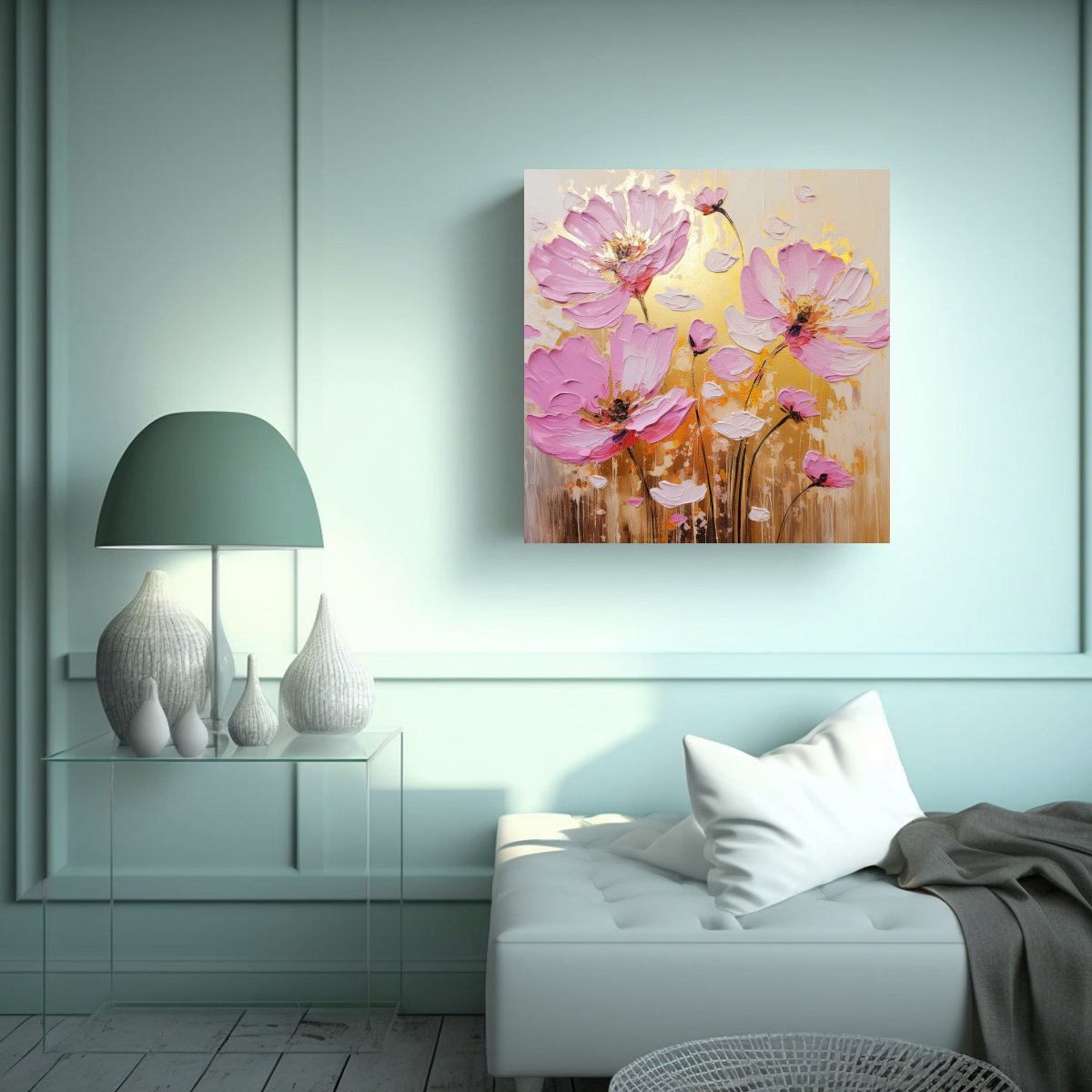 CUADRO DE DECORACIÓN COLORIDO CON FLORES EN 70X70 CM - 2