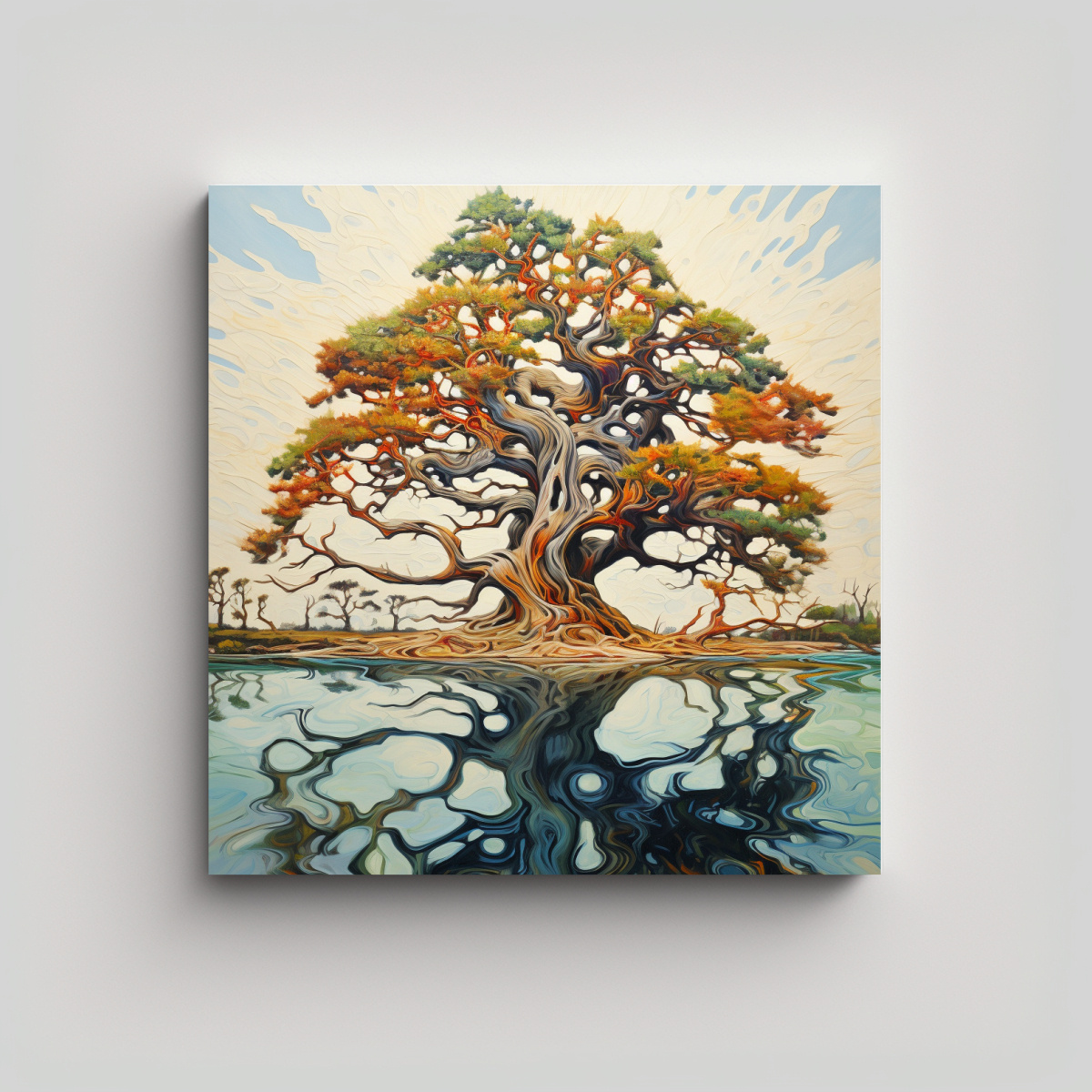 1 CUADRO IMAGEN PODER UN ÁRBOL CIPRÉS PINTURA 50X50 CM - 1