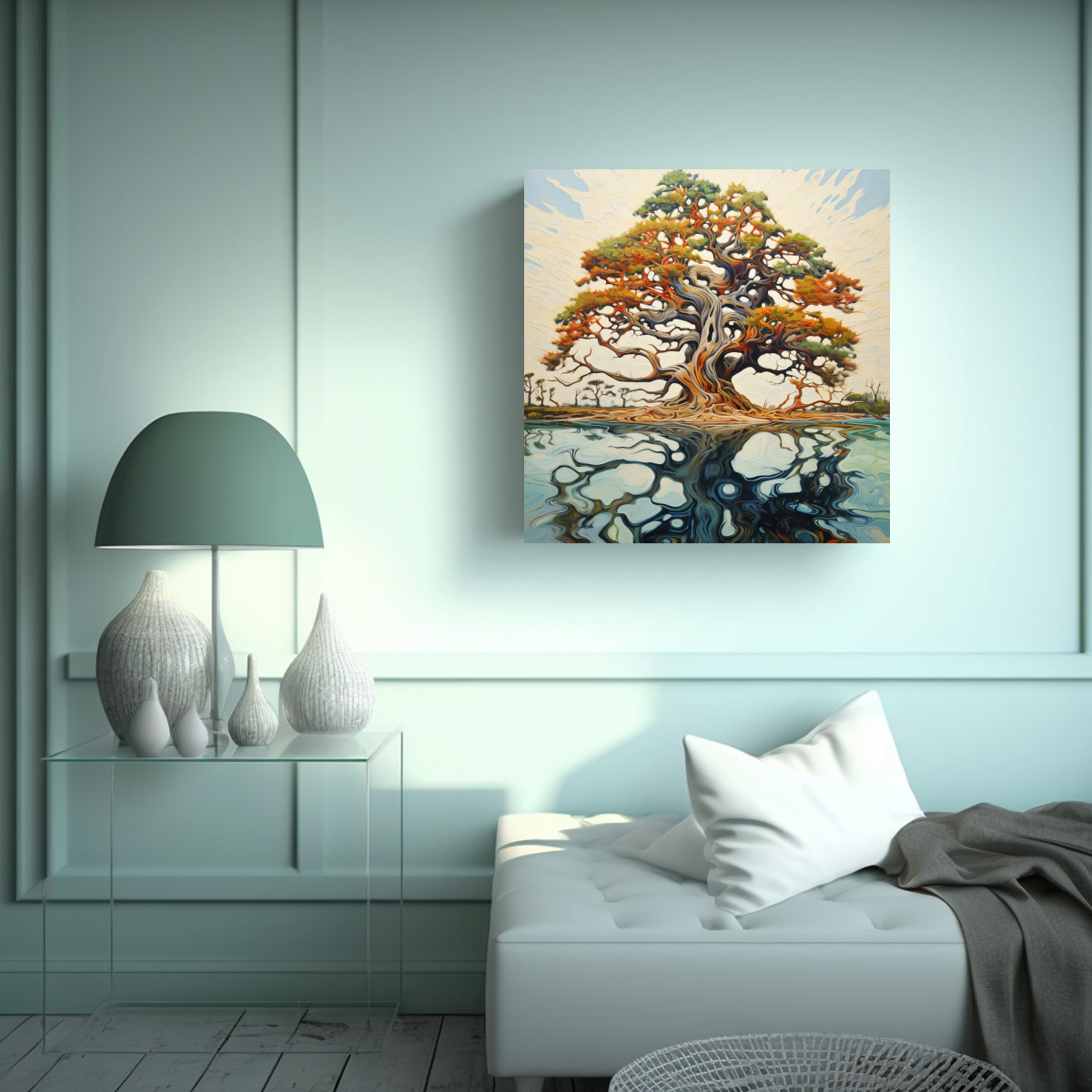 1 CUADRO IMAGEN PODER UN ÁRBOL CIPRÉS PINTURA 50X50 CM - 2