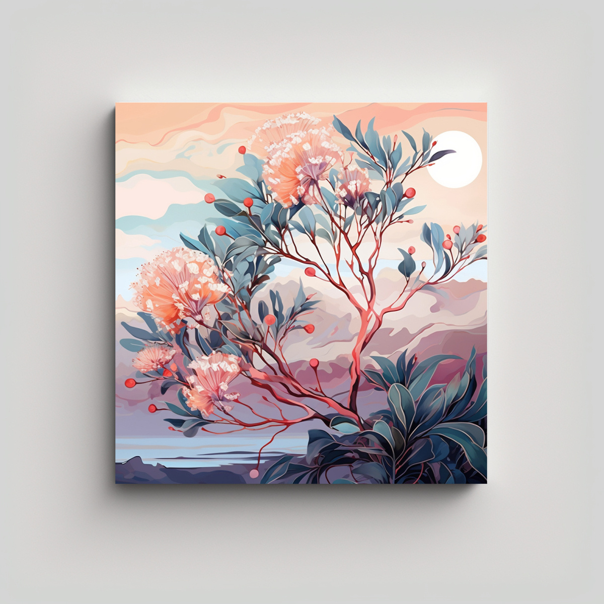 CUADRO DISEÑO SIMETRÍA A ÁRBOL DE EUCALIPTO EN 20X20 CM - 1