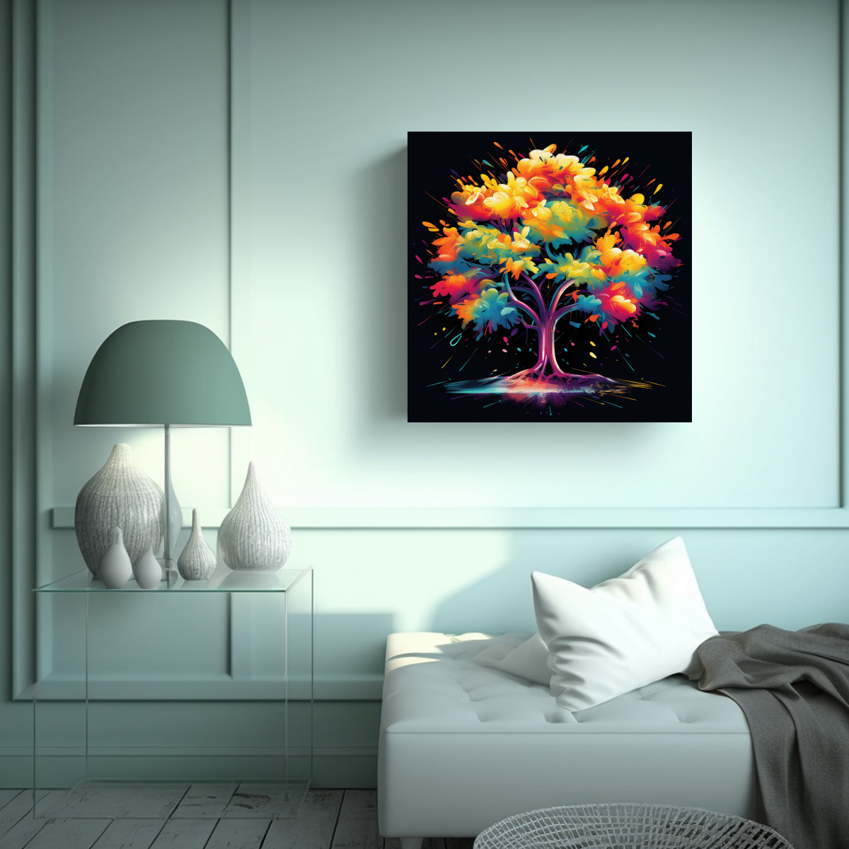 PINTURA MURAL CONCEPTUAL EN BASTIDOR DE TELA 60X60 CM - 2