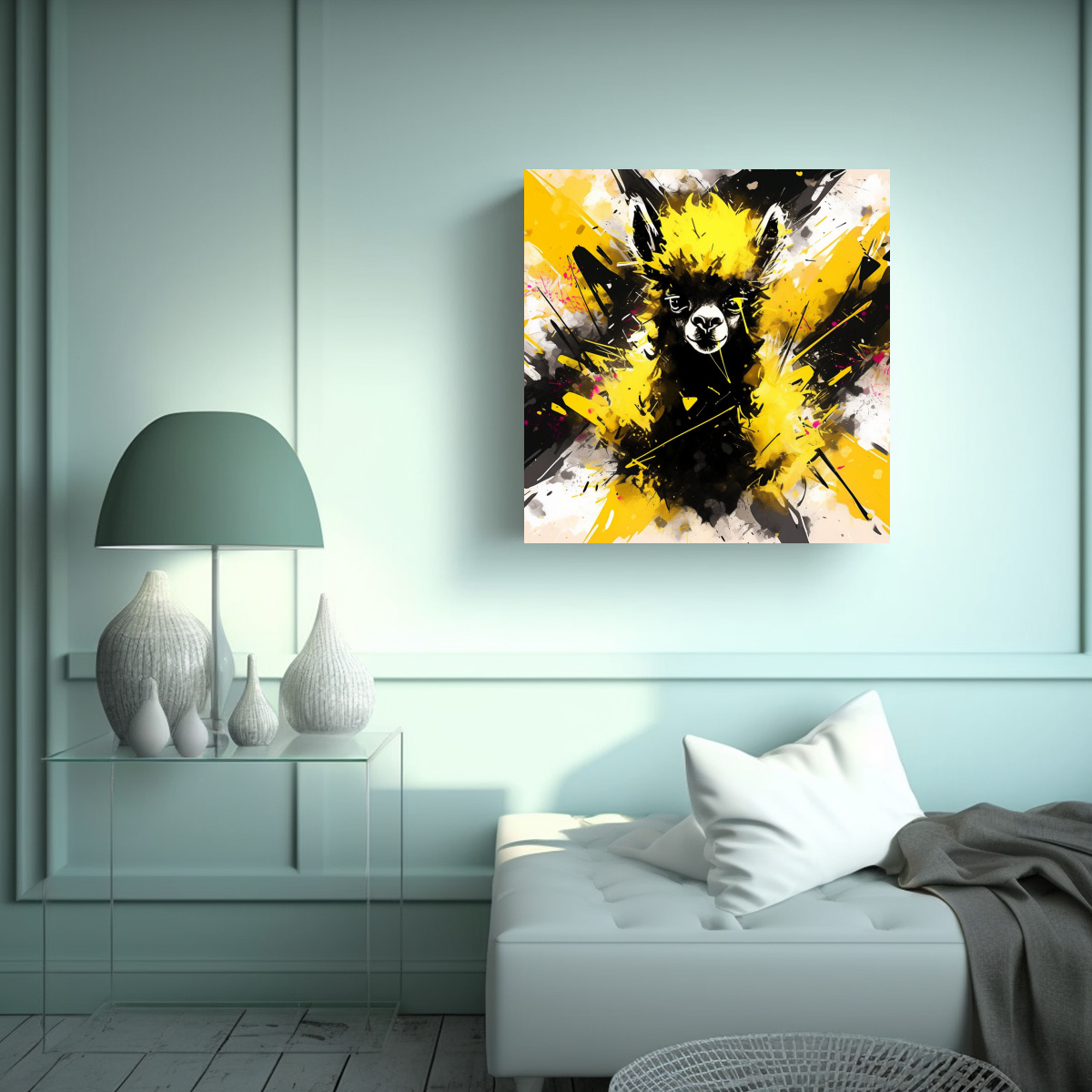 CUADRO IMAGEN ESQUEMA ALPACA AMARILLA Y NEGRA NEO 50X50 CM - 2