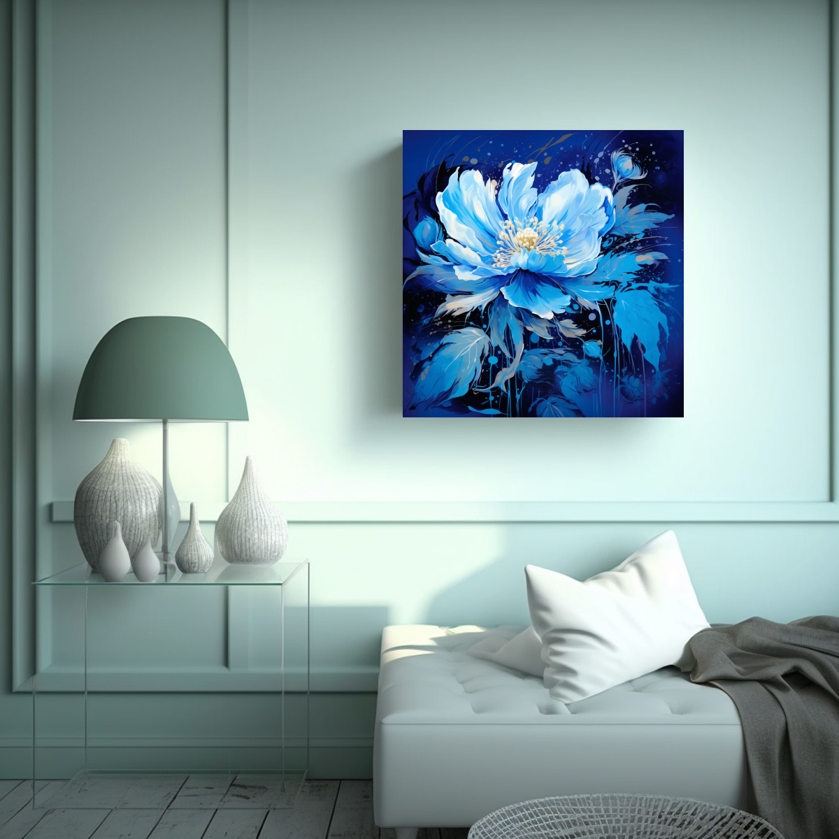 CUADRO ACUARELA BLUE COLORS ESTILO NEONOIR 50X50 CM - 2