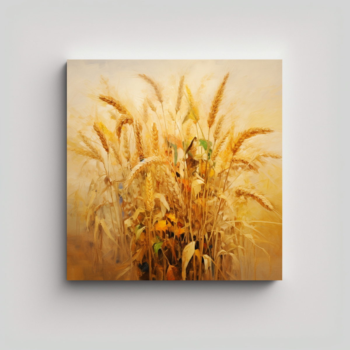 PINTURA ABSTRACTA DE HIERBAS EN GRANO DE ESTILO 90X90 CM - 1