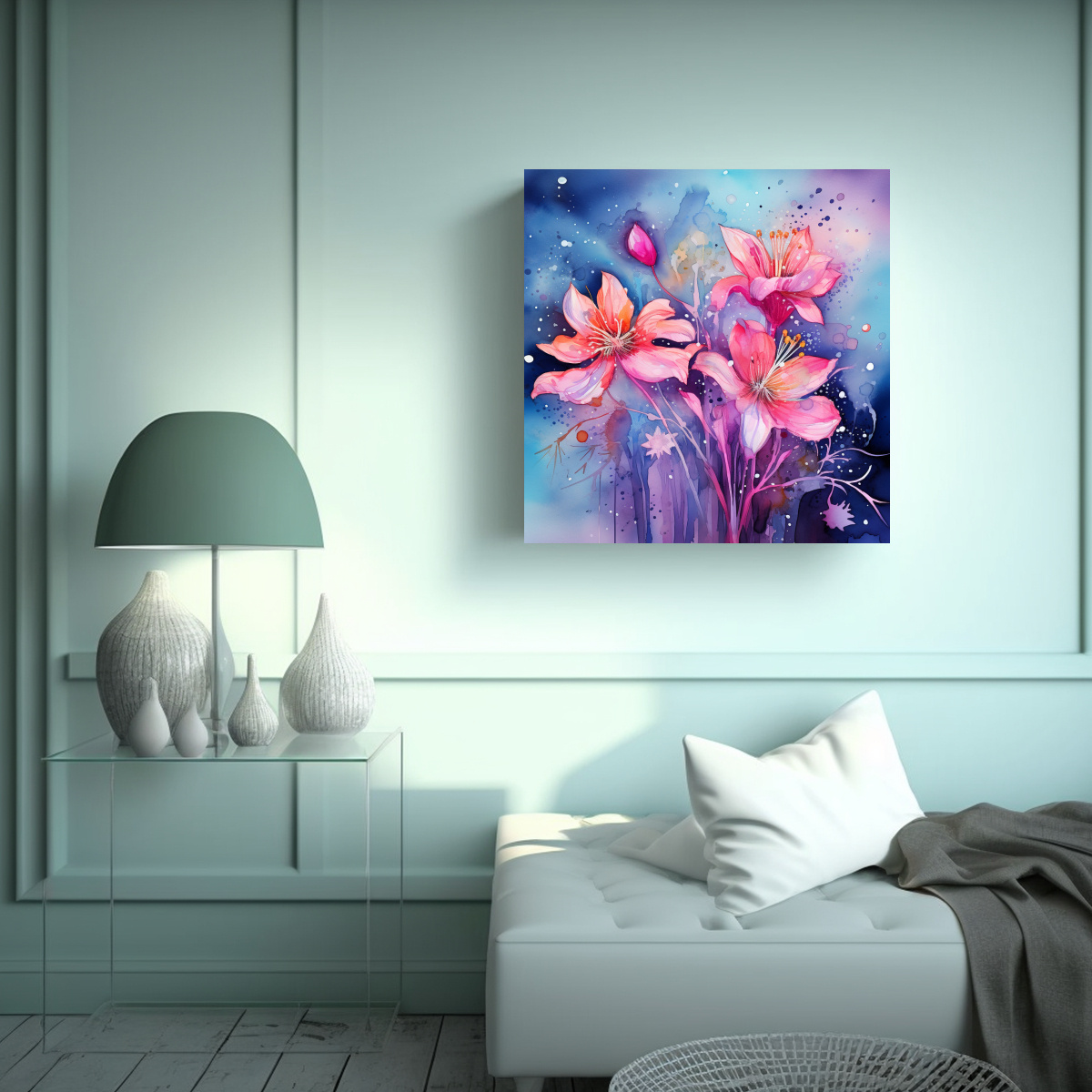 PINTURA SOBRE LIENZO ESTILO WATERCOLOURS CON 40X40 CM - 2