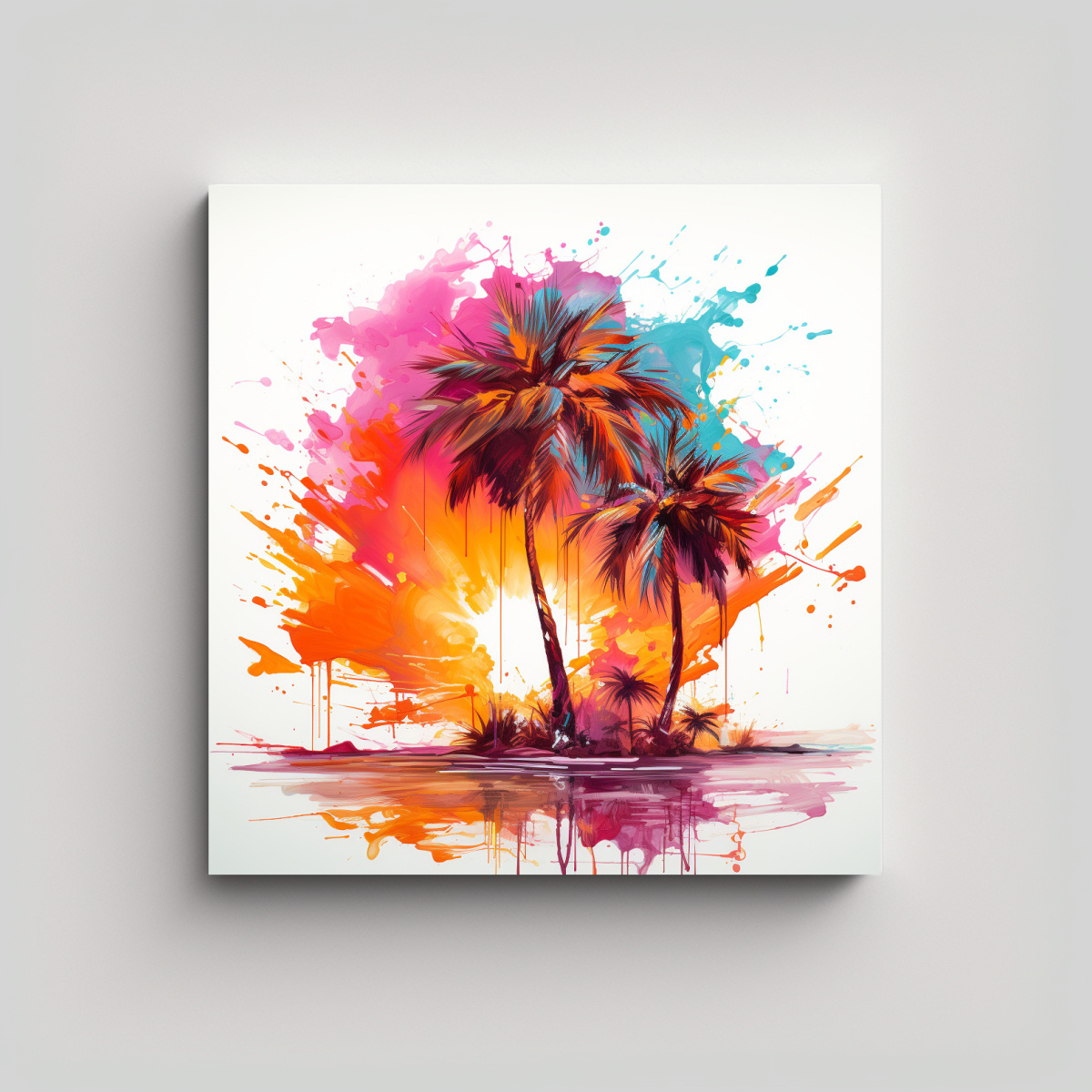 CUADRO ABSTRACTO DE TELA CON TEMÁTICA DE PALMERA 30X30 CM - 1
