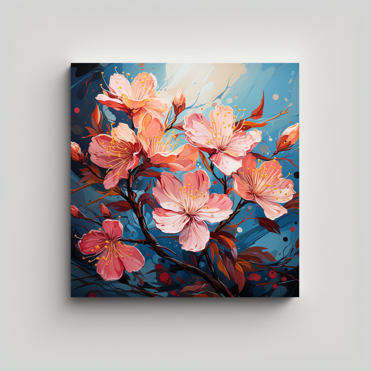 CUADRO ESTILO GALERÍA ADORNO ÁRBOL DE DURAZNO 20X20 CM - 1