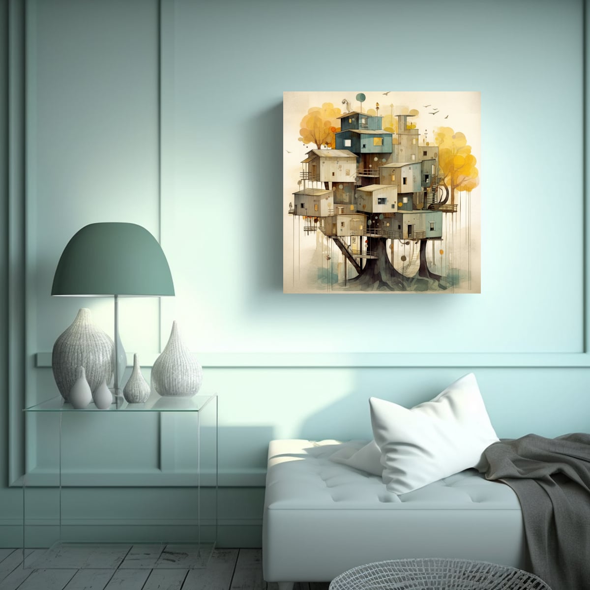 PINTURAS DECORATIVAS DE ARTE TONOS ARTESANAL EN 90X90 CM - 2