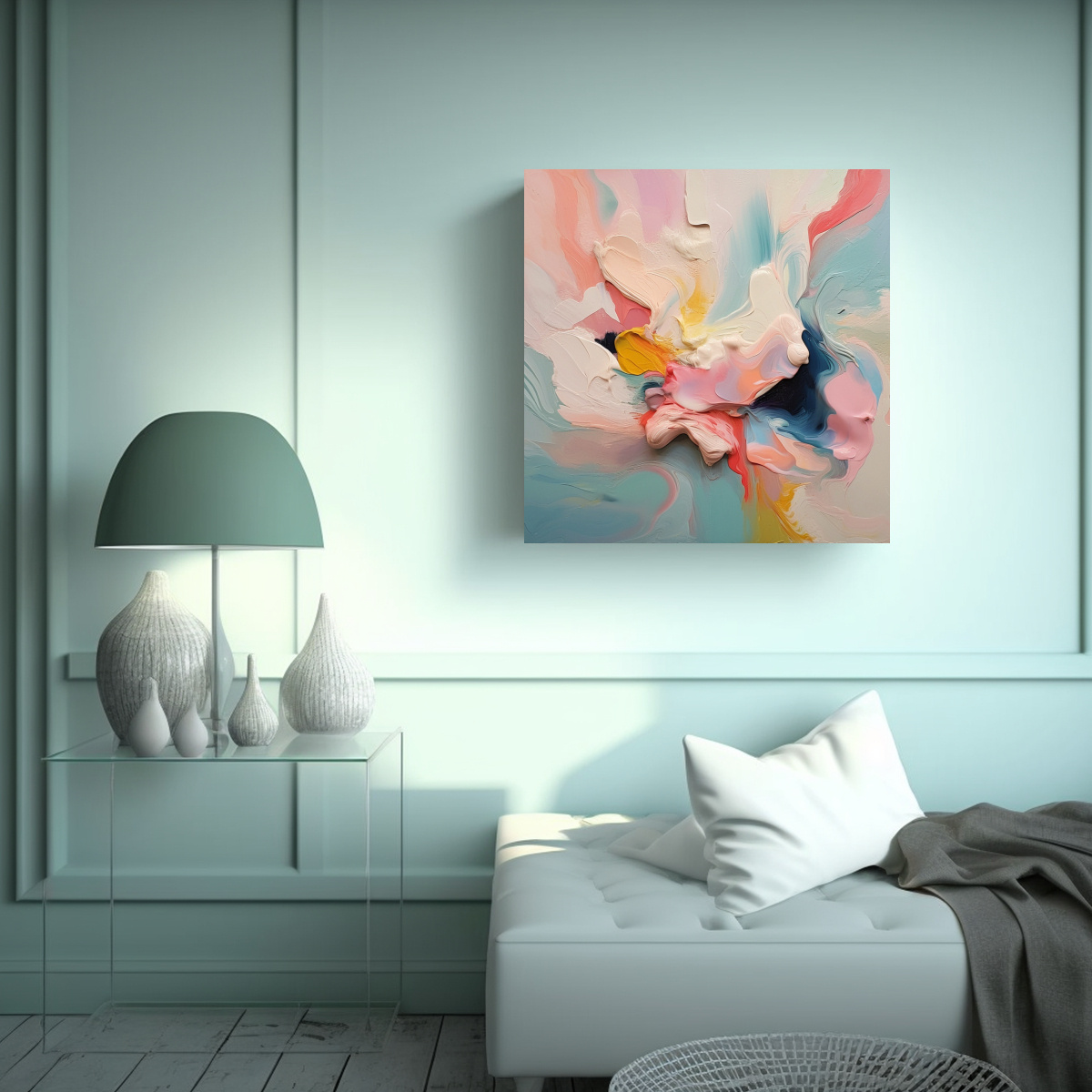 PINTURA AL ÓLEO SAVIYA: FUSIÓN ESTÉTICA EN 50X50 CM - 2