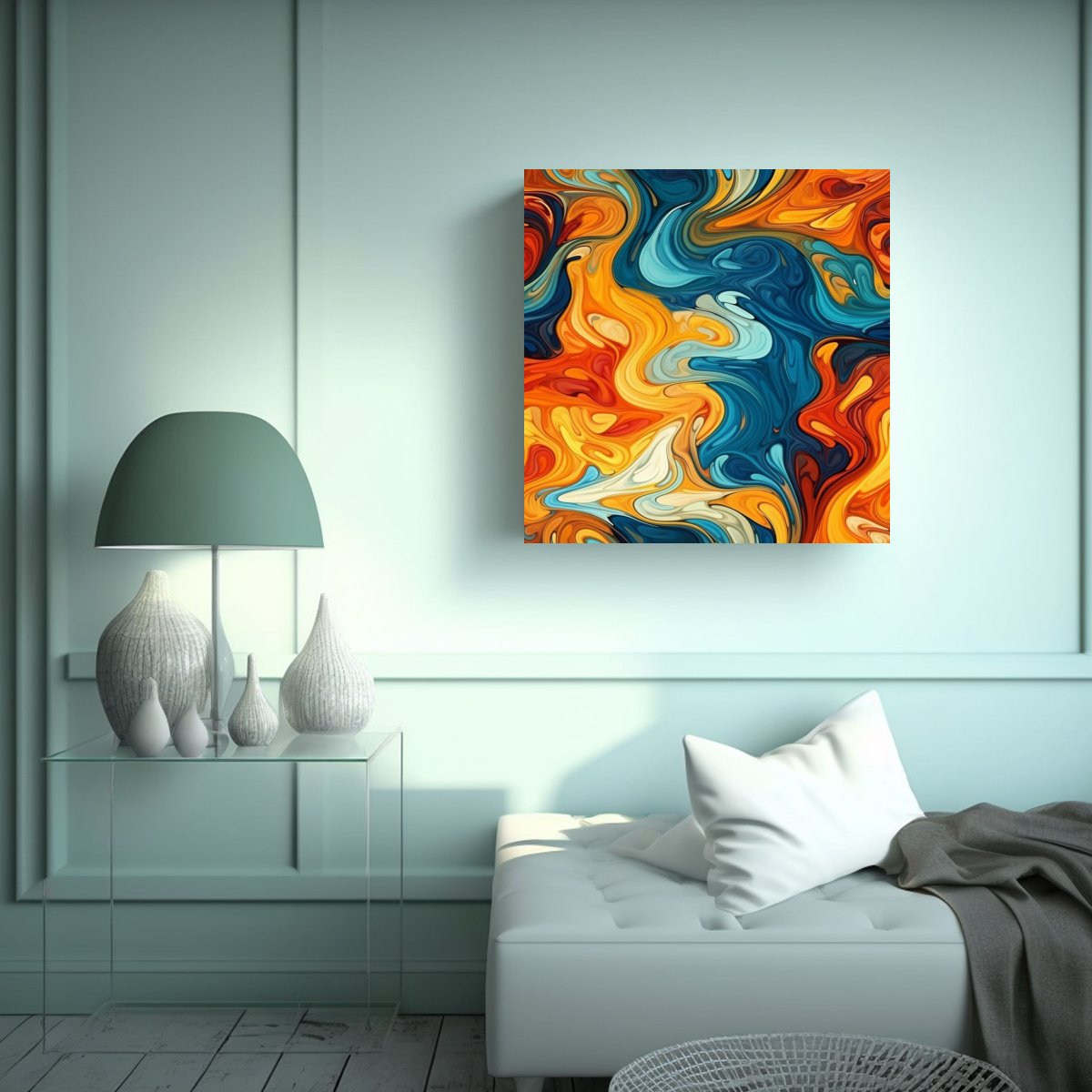 PINTURA ABSTRACTA ESCENARIO MODERNO EN 80X80 CM - 2