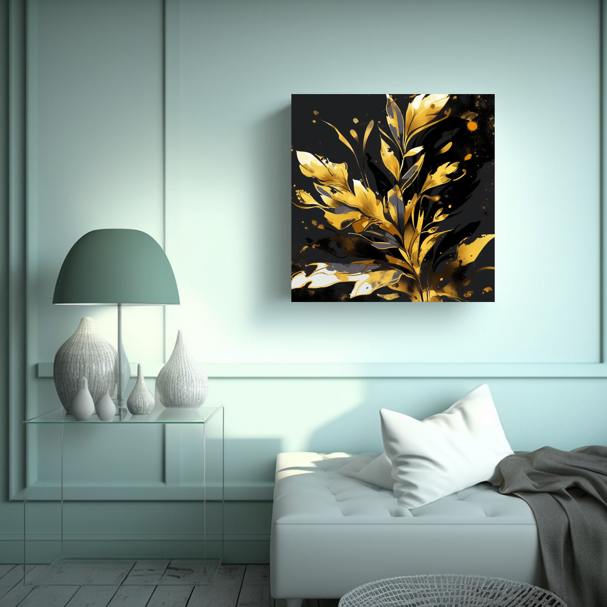 DISEÑO CUARTO AMARILLO Y DORADO ATMOSFERA 60X60 CM - 2