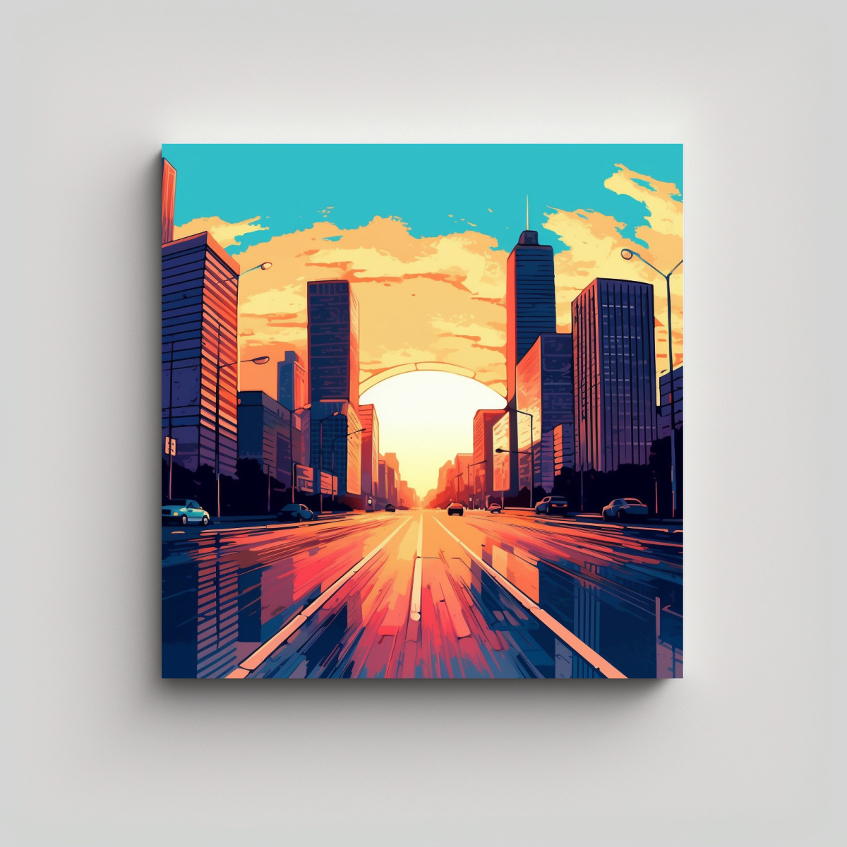 CUADRO CREATIVO PARA SALA DE RASCACIELOS AMANECER 30X30 CM - 1