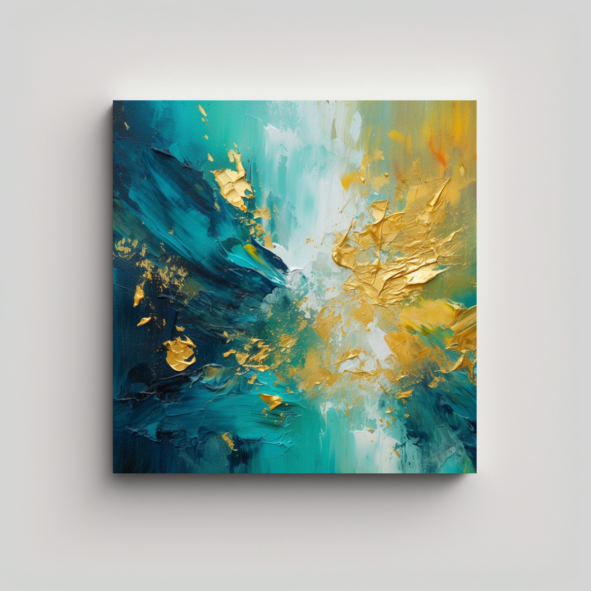 PINTURA ABSTRACTA DE LIENZO EN COLORES MULTICOLOR 60X60 CM - 1