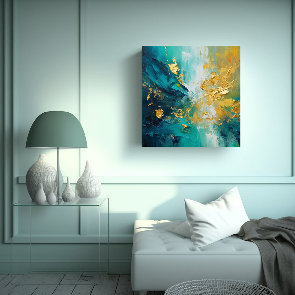 PINTURA ABSTRACTA DE LIENZO EN COLORES MULTICOLOR 60X60 CM - 2