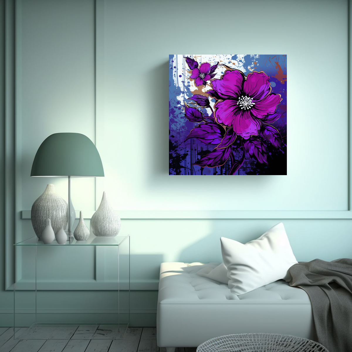 CUADRO LÍNEA FINA SALA ESTILO NEONOIR COLORES 60X60 CM - 2