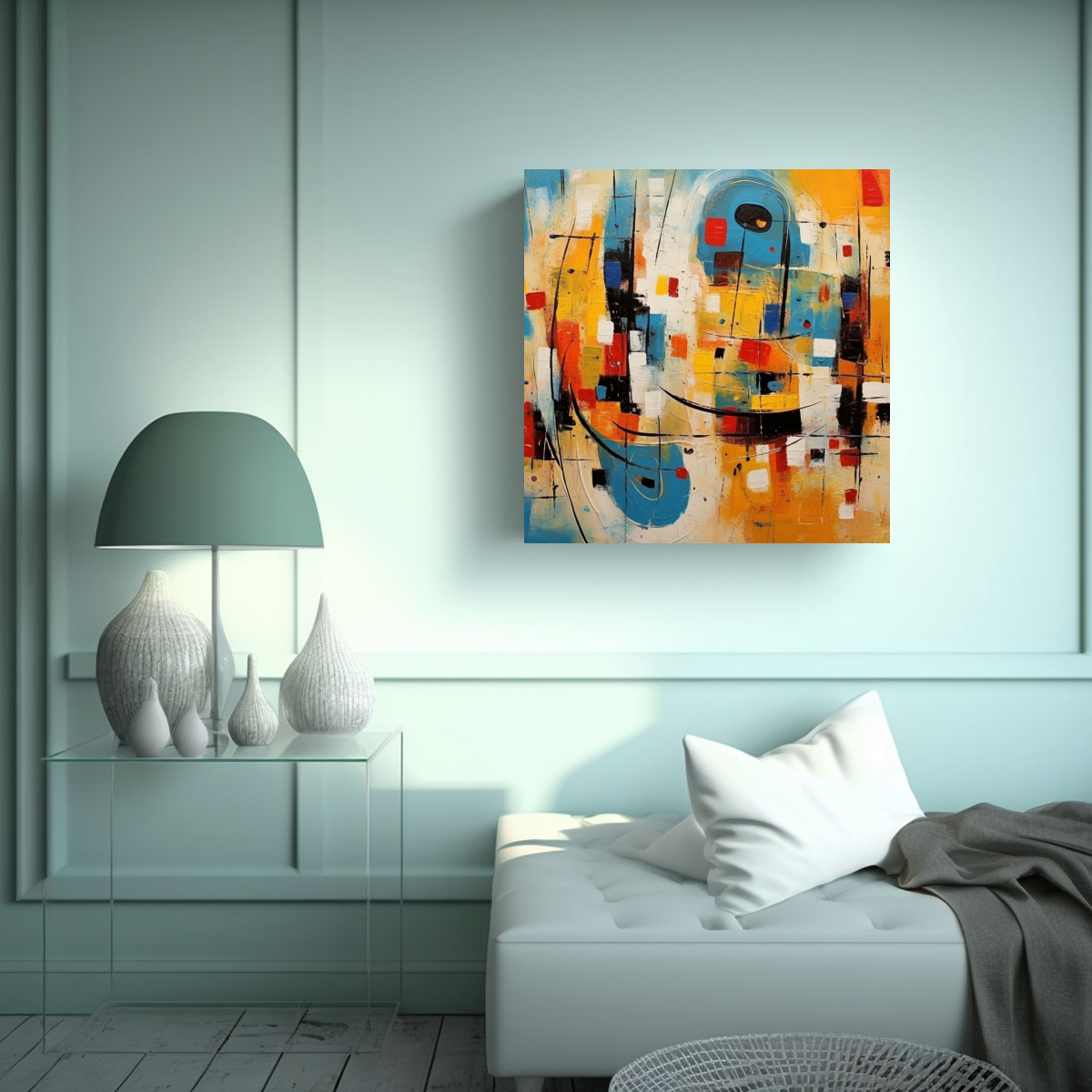 CUADRO ABSTRACTO DECORACIÓN SIMPLE LIENZO 50X50 CM - 2