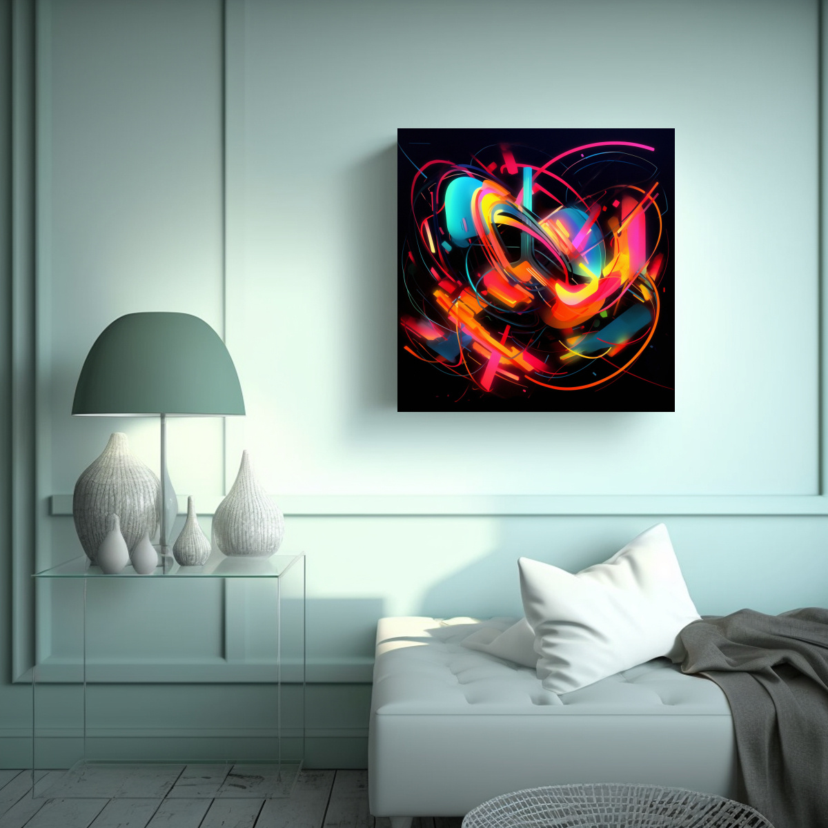 PINTURAS ABSTRACTAS NEON CLÁSICAS CON TONOS 90X90 CM - 2