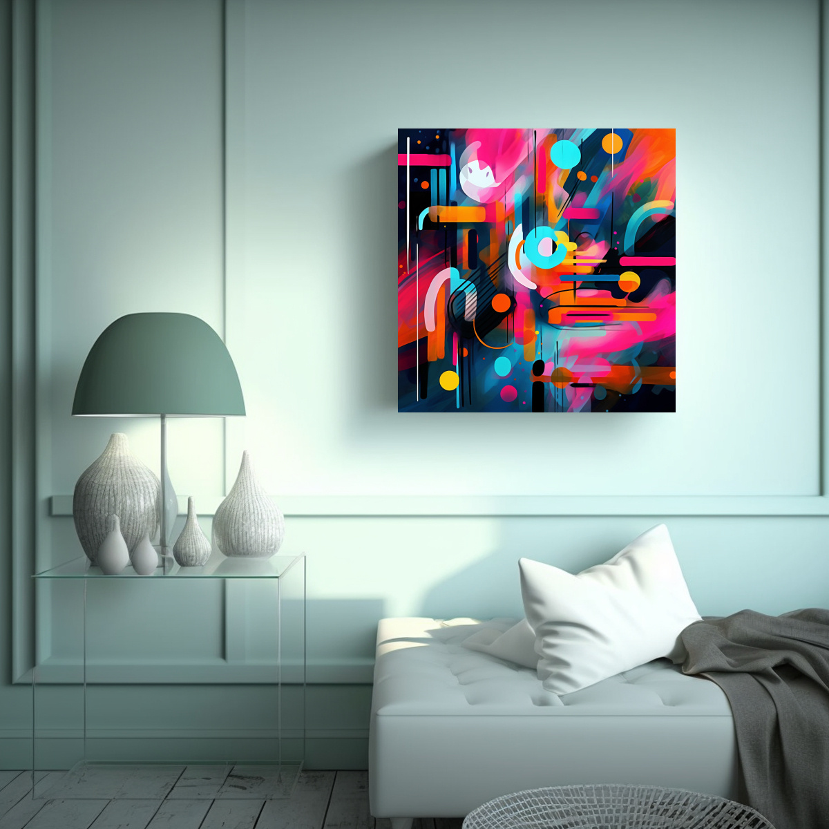 PINTURA ABSTRACTA GENERADA POR IA DE CANVA: 90X90 CM - 2
