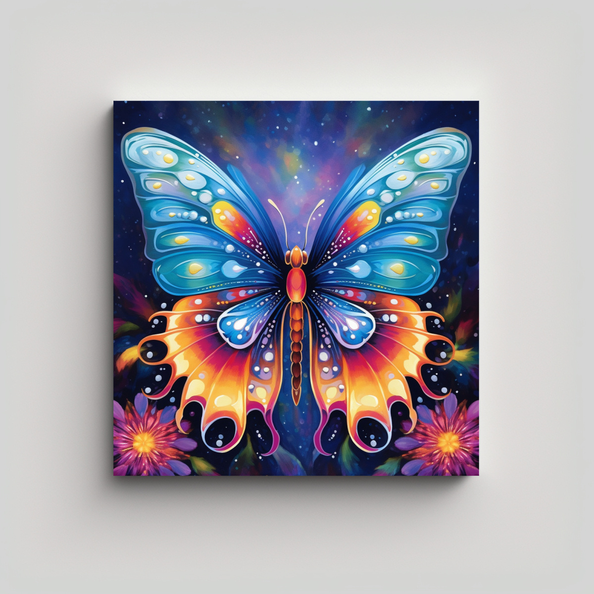 PINTURA DECORATIVA DE MARIPOSA MULTICOLOR PARA 20X20 CM - 1