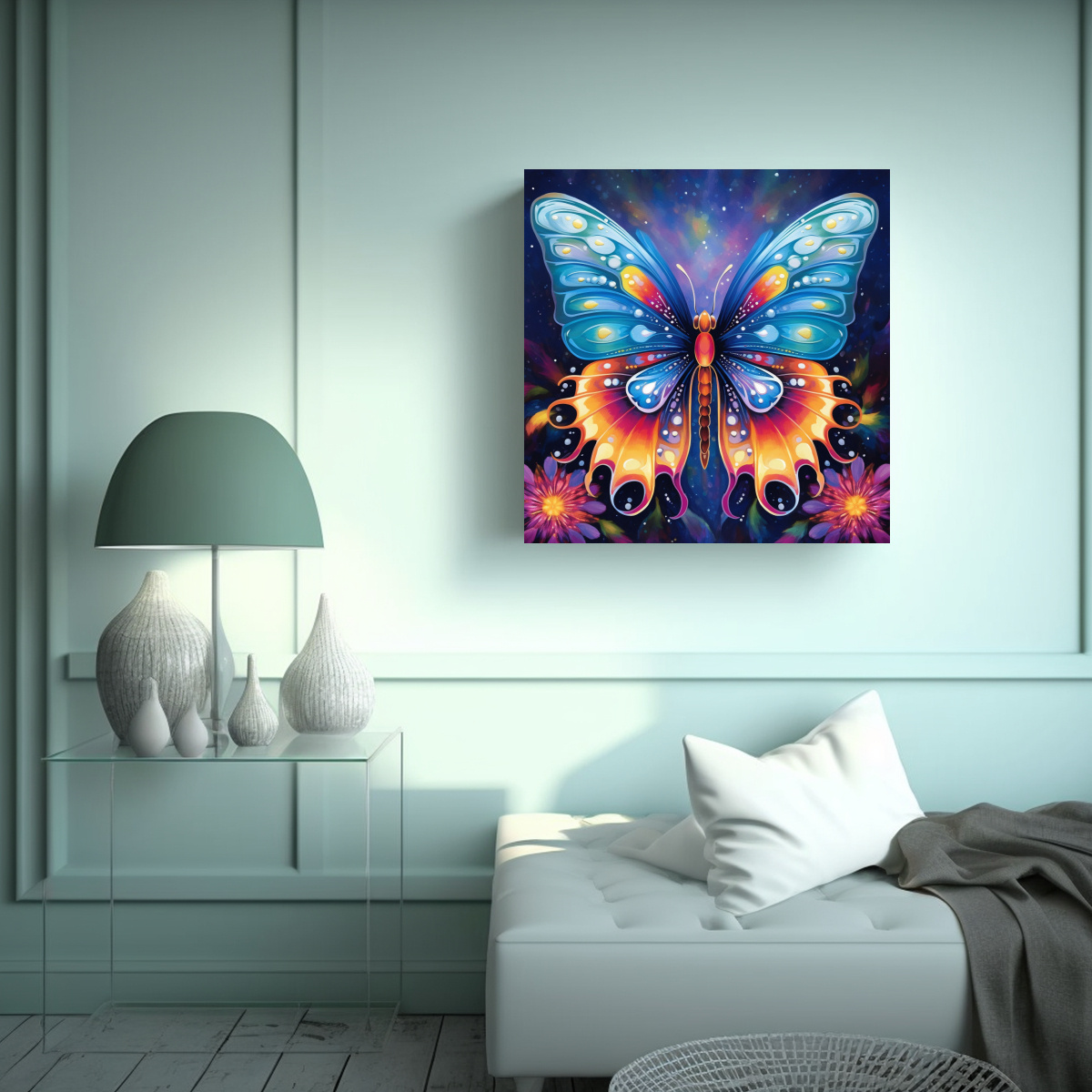 PINTURA DECORATIVA DE MARIPOSA MULTICOLOR PARA 20X20 CM - 2