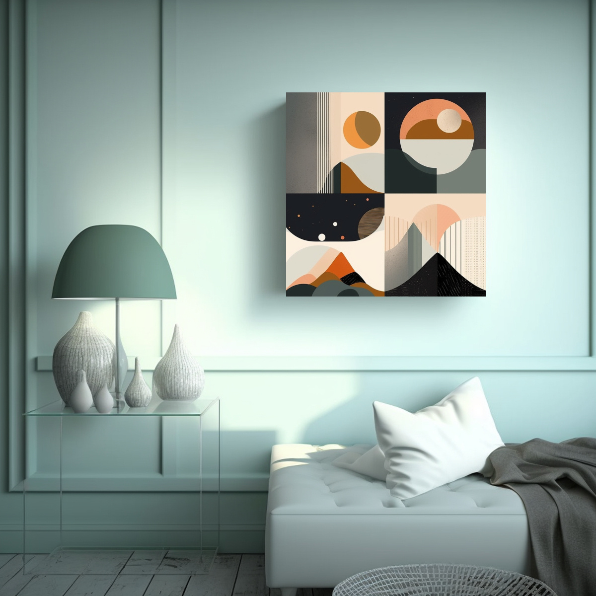 1 CUADRO DE GEOMETRÍA Y FORMAS ORGÁNICAS CON 40X40 CM - 2