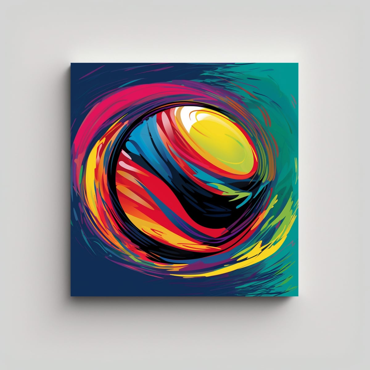 CUADRO ABSTRACTO DE TENIS CON COLORES VIBRANTES Y 90X90 CM - 1