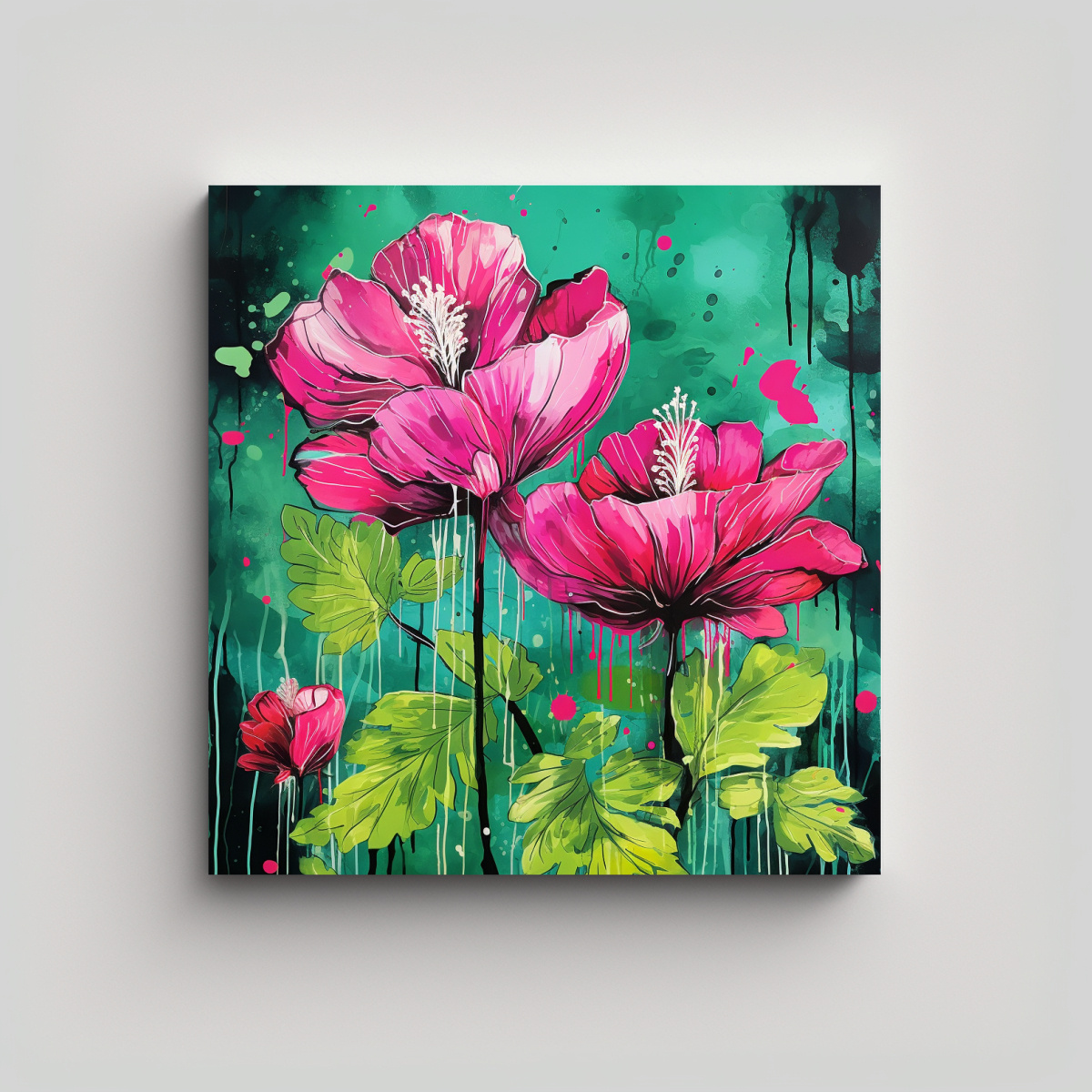 PINTURAS DECORATIVAS ESTILO NEONOIR CON COLORES 70X70 CM - 1