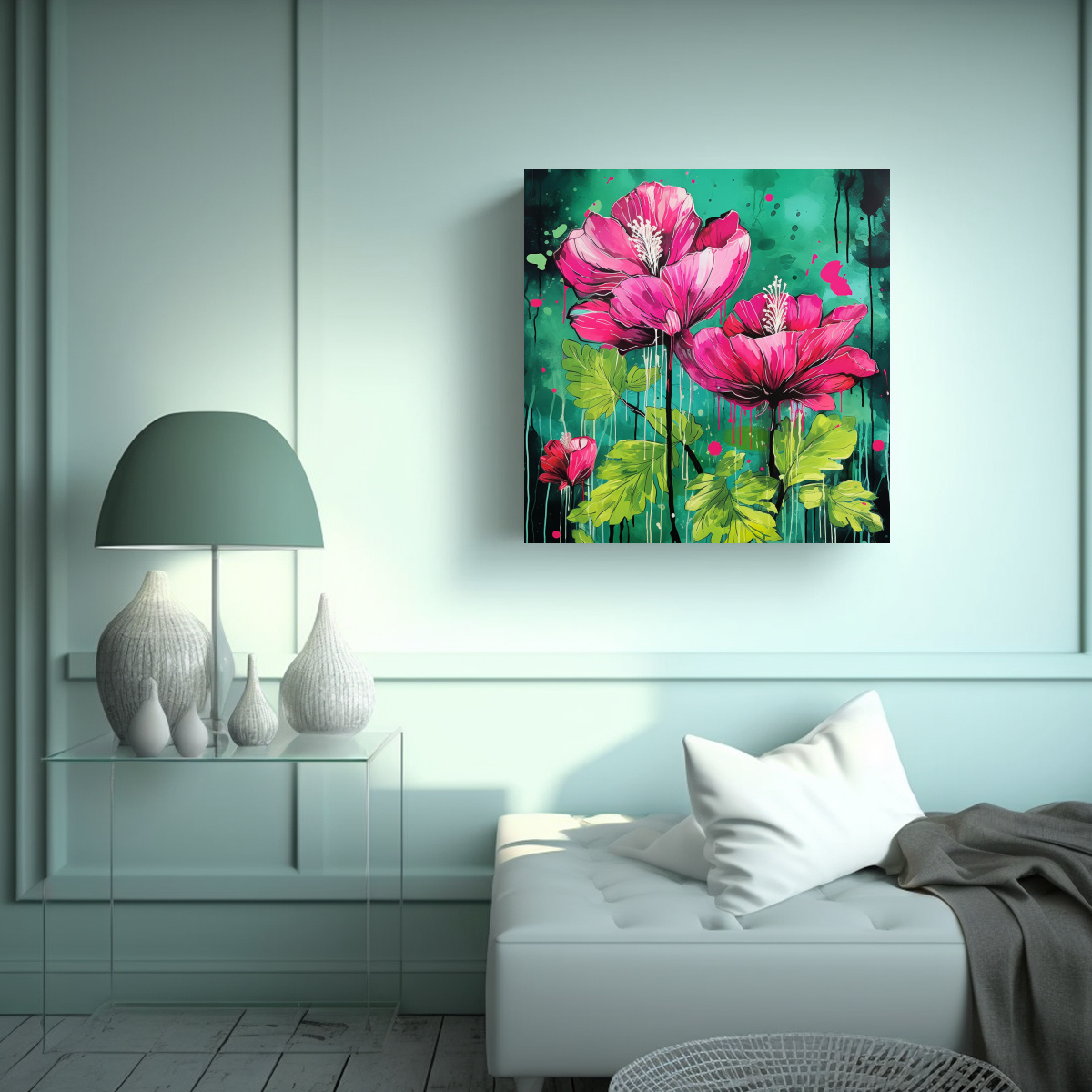 PINTURAS DECORATIVAS ESTILO NEONOIR CON COLORES 70X70 CM - 2