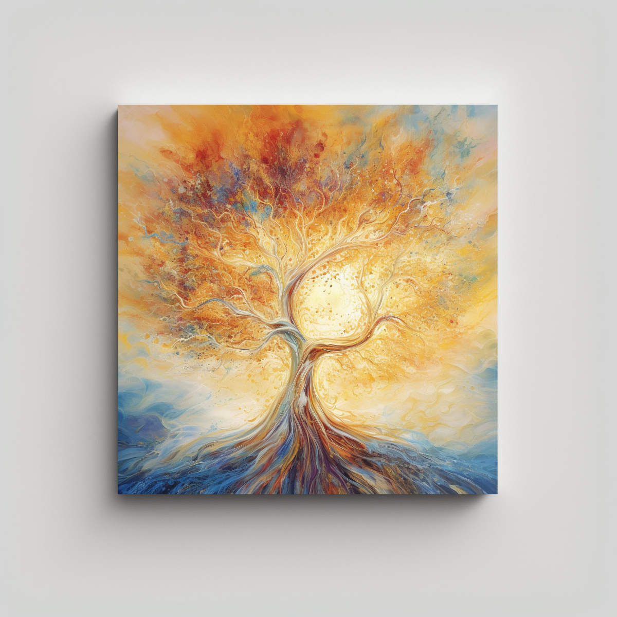 PINTURA ABSTRACTA EN LIENZO CON IMPRESIÓN DE 60X60 CM - 1