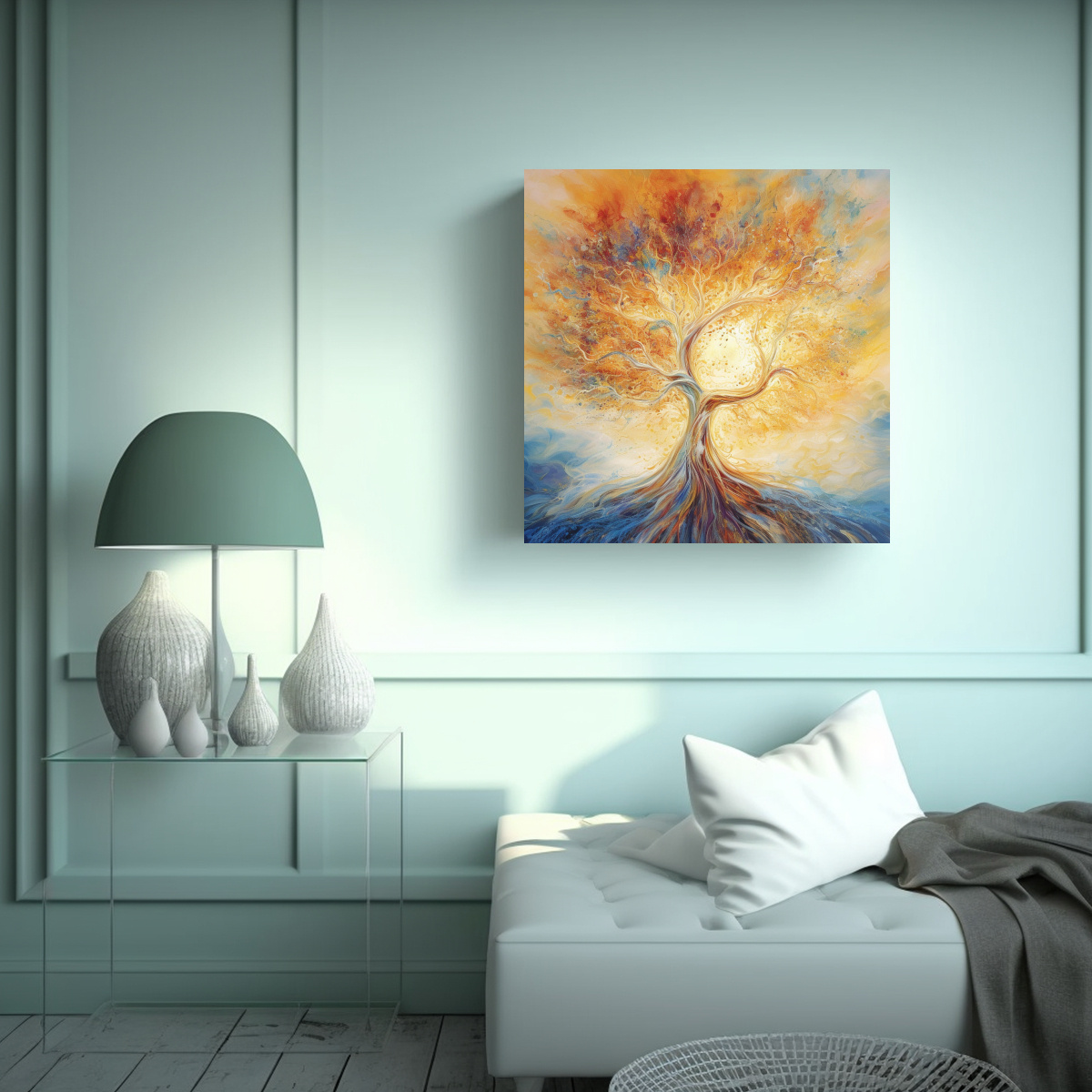 PINTURA ABSTRACTA EN LIENZO CON IMPRESIÓN DE 60X60 CM - 2