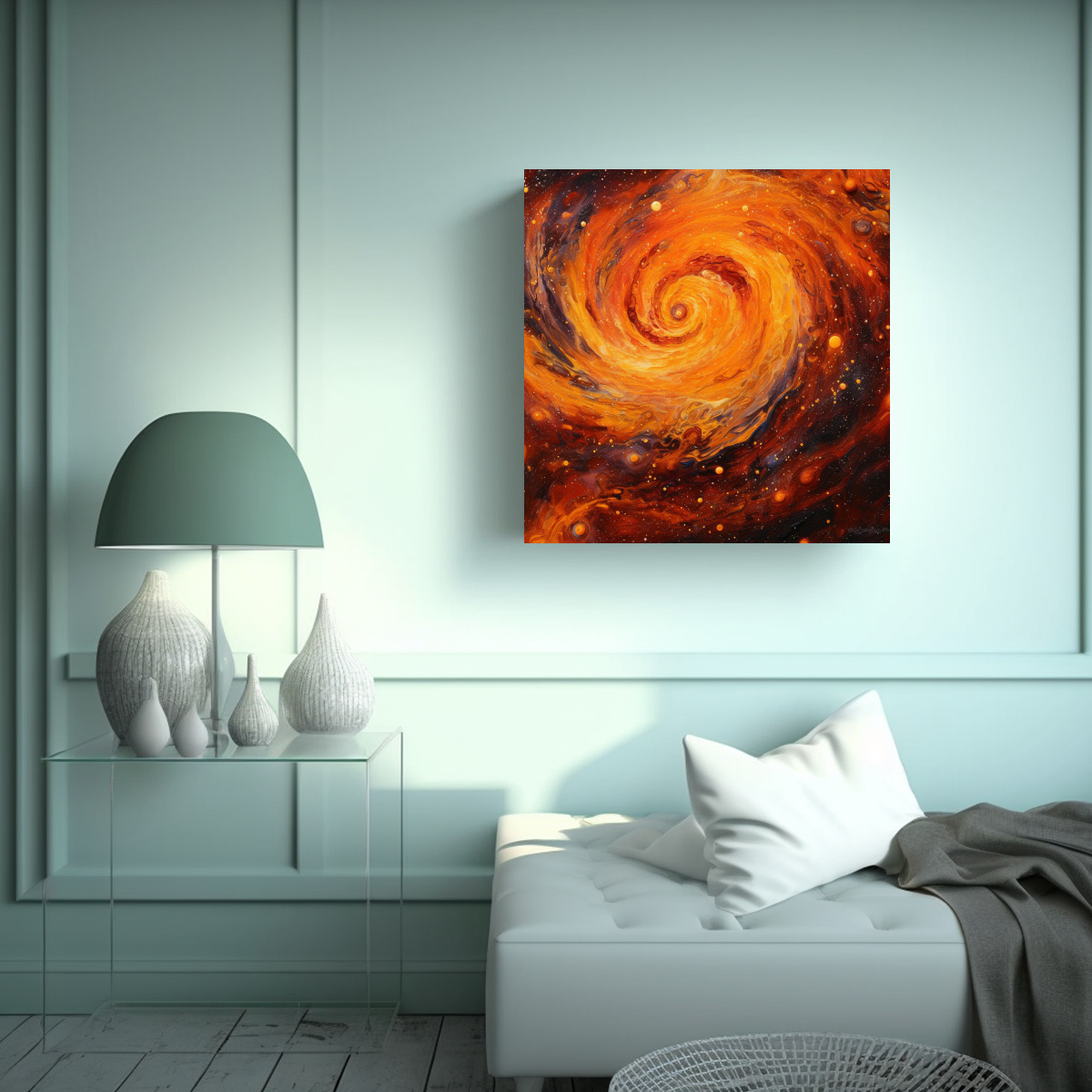 PINTURAS DECORATIVAS DE GALAXIAS NARANJAS EN ARTE 50X50 CM - 2