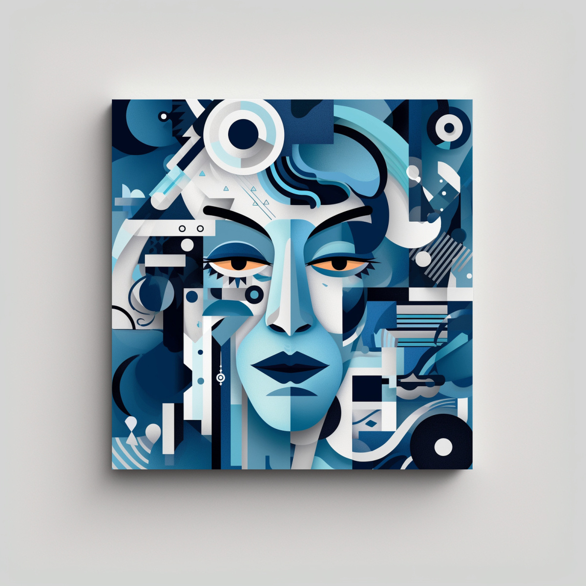 CUADRO ABSTRACTO EN BASTIDOR INSPIRADO EN BLUE 80X80 CM - 1