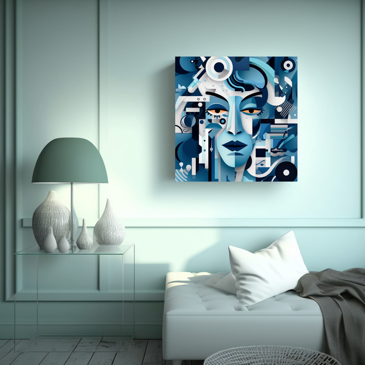 CUADRO ABSTRACTO EN BASTIDOR INSPIRADO EN BLUE 80X80 CM - 2